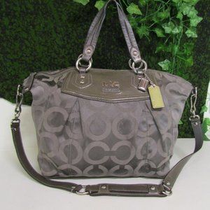 GUC GRAY COACH MADISON OPT ART SATEEN HANDBAG WITH CROSSBODY STRAP